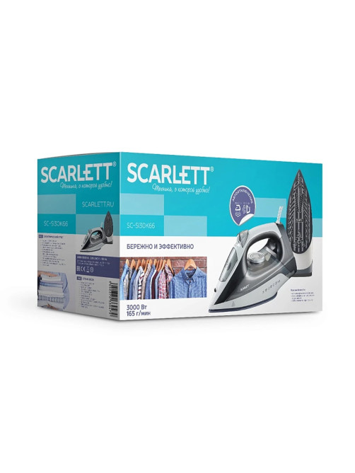 Утюг SCARLETT SC–SI30K66, 3000 Вт, керамическое покрытие, паровой удар, антинакипь, самоочистка, серый, SC-SI30K66
