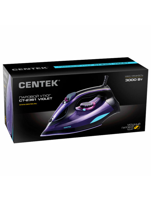 Утюг CENTEK CT-2361, 3000 Вт, керамическое покрытие, антикапля, антинакипь, фиолетовый, CT-2361 VIOLET