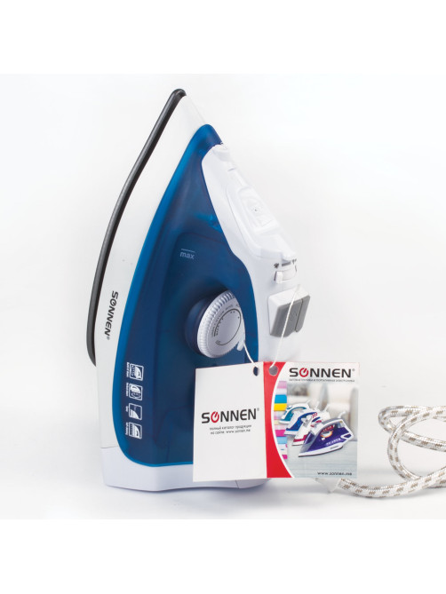 Утюг SONNEN SI-237A, 1800 Вт, антипригарное покрытие, синий/белый, 453504