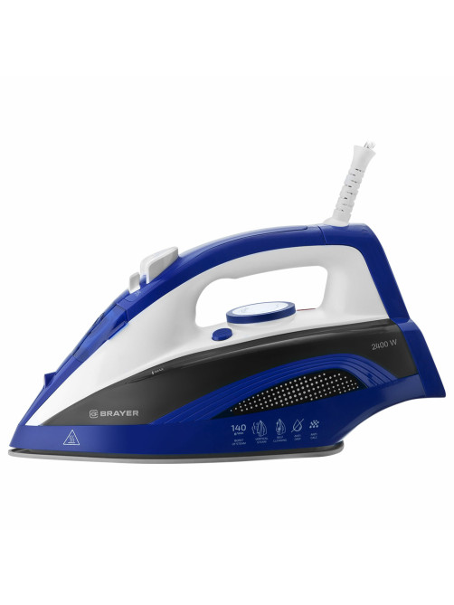 Утюг BRAYER BR4002BL, 2400 Вт, керамическое покрытие, самоочистка, антикапля, антинакипь, синий