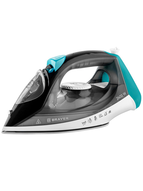 Утюг BRAYER BR4008, 2400 Вт, керамическое покрытие, автоотключение, самоочистка, антикапля, серый