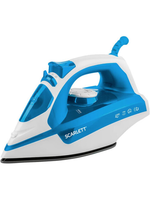 Утюг SCARLETT SC-SI30P17, 2200 Вт, антипригарное покрытие, антинакипь, самоочистка, белый/синий