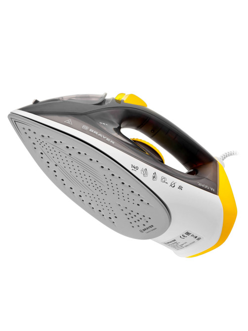 Утюг BRAYER BR4003GY, 2400 Вт, керамическое покрытие, самоочистка, антикапля, антинакипь, автоотключение, серый