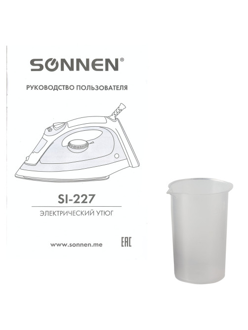 Утюг SONNEN SI-237A, 1800 Вт, антипригарное покрытие, синий/белый, 453504