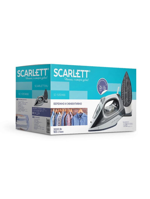 Утюг SCARLETT SC–SI30K66, 3000 Вт, керамическое покрытие, паровой удар, антинакипь, самоочистка, серый, SC-SI30K66