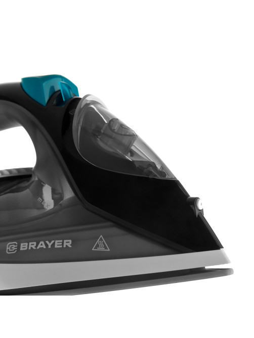 Утюг BRAYER BR4008, 2400 Вт, керамическое покрытие, автоотключение, самоочистка, антикапля, серый