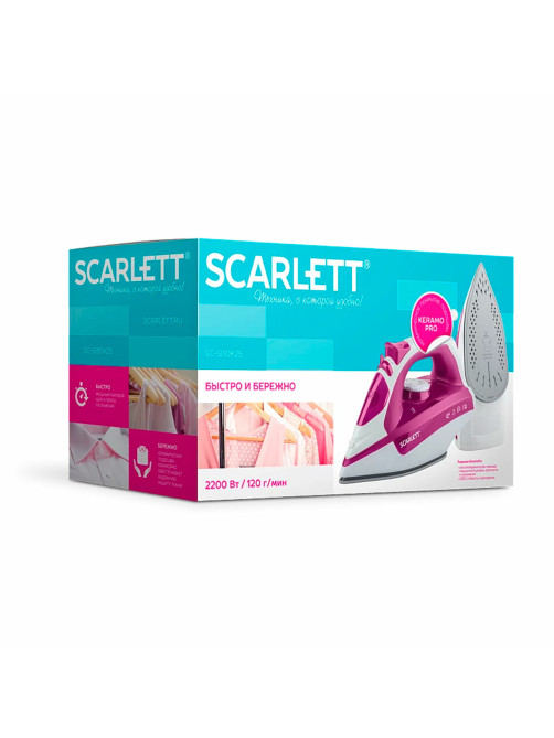 Утюг SCARLETT SC-SI30K25, 2200 Вт, керамическое покрытие, антинакипь, самоочистка, розовый