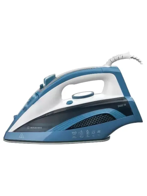 Утюг BRAYER BR4002, 2400 Вт, керамическое покрытие, самоочистка, антикапля, антинакипь, голубой