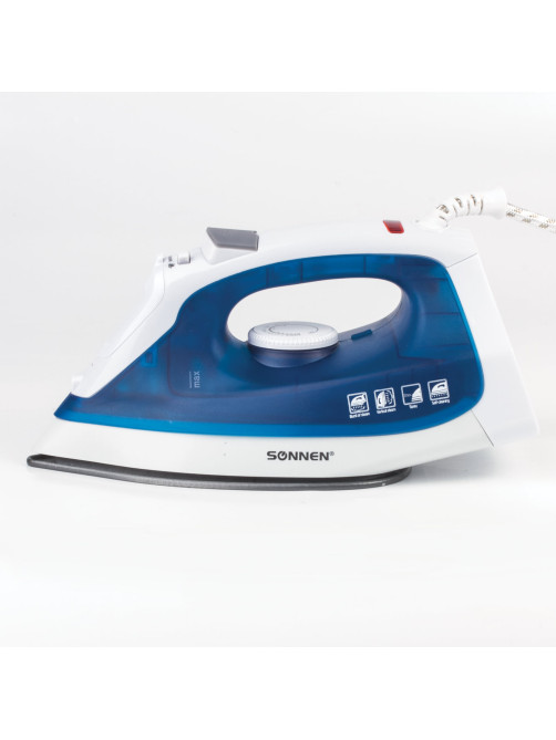 Утюг SONNEN SI-237A, 1800 Вт, антипригарное покрытие, синий/белый, 453504