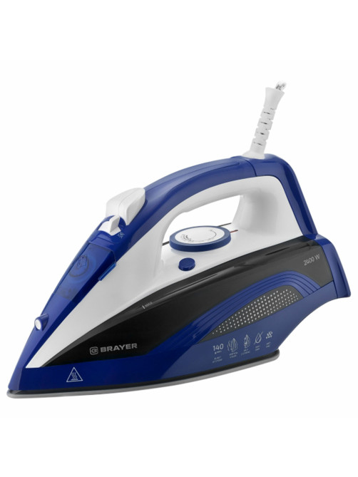 Утюг BRAYER BR4002BL, 2400 Вт, керамическое покрытие, самоочистка, антикапля, антинакипь, синий