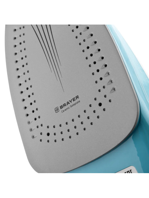 Утюг BRAYER BR4000, 2600 Вт, керамическое покрытие, самоочистка, антикапля, автоотключение, голубой