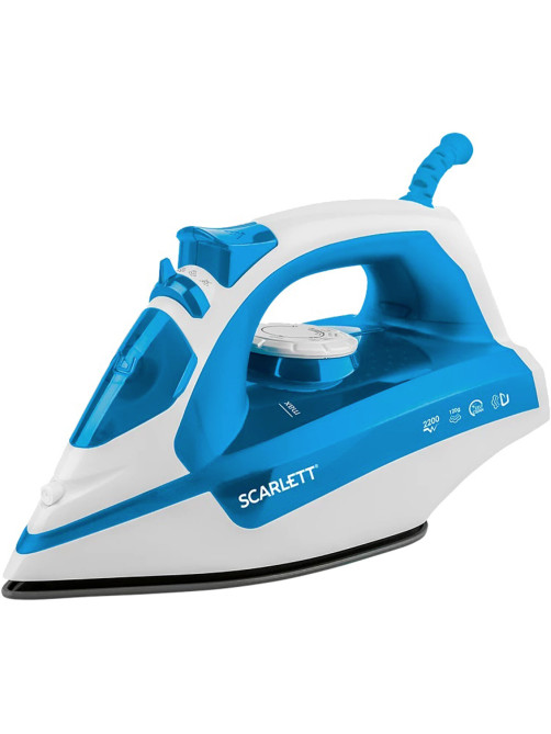 Утюг SCARLETT SC-SI30P17, 2200 Вт, антипригарное покрытие, антинакипь, самоочистка, белый/синий