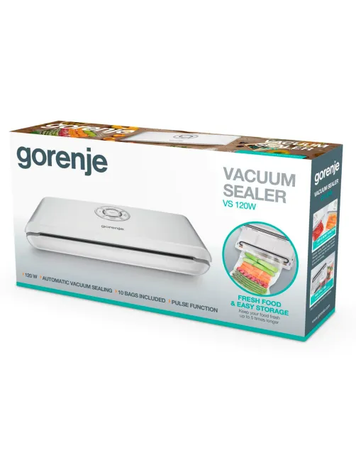 Вакууматор/вакуумный упаковщик GORENJE VS120W, 120 Вт, 2 режима, ширина пакета до 30 см, белый