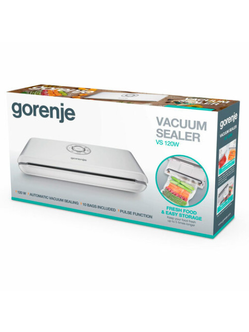 Вакууматор/вакуумный упаковщик GORENJE VS120W, 120 Вт, 2 режима, ширина пакета до 30 см, белый