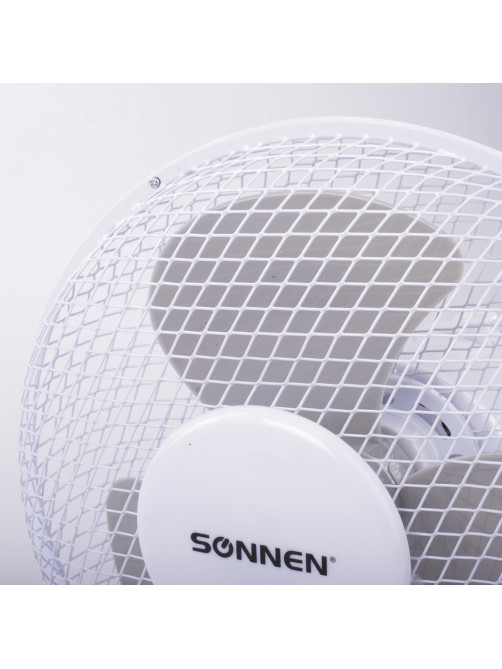 Вентилятор настольный SONNEN FT23-B6, d=23 см, 25 Вт, на подставке, 2 скоростных режима, белый/серый, 451038
