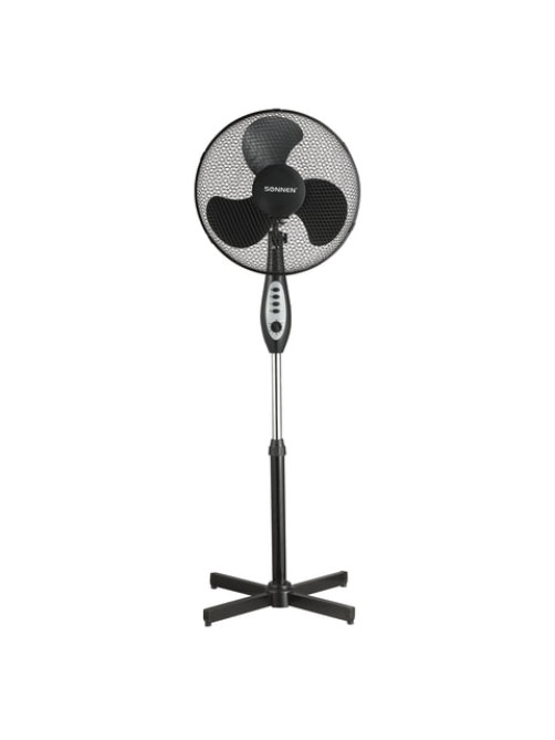 Вентилятор напольный SONNEN FS40-A55, d=40 см, 45 Вт, 3 скоростных режима, таймер, черный, 451035