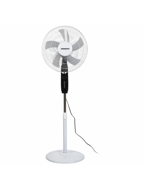 Вентилятор напольный, 3 режима, пульт ДУ, SONNEN TF-45W-40-520, d=40 см, 45 Вт, белый, 454788