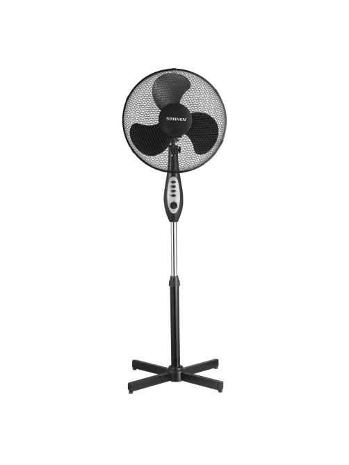 Вентилятор напольный SONNEN FS40-A55, d=40 см, 45 Вт, 3 скоростных режима, таймер, черный, 451035