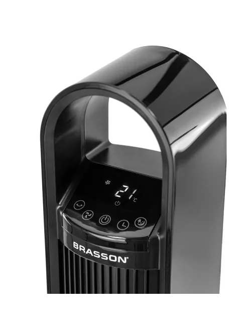 Вентилятор колонный BRASSON (БРАССОН) BTF08-B, 60 Вт, 90 см, сенсор, ТИХИЙ, 3 скорости, пульт ДУ, черный, 457788