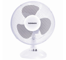 Вентилятор настольный SONNEN FT23-B6, d=23 см, 25 Вт, на подставке, 2 скоростных режима, белый/серый, 451038
