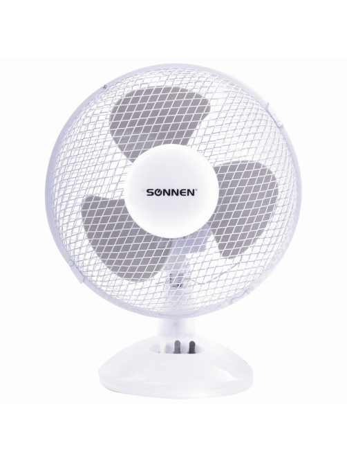 Вентилятор настольный SONNEN FT23-B6, d=23 см, 25 Вт, на подставке, 2 скоростных режима, белый/серый, 451038