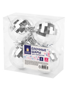 Украшение ёлочное 4 шт., 6 см, 