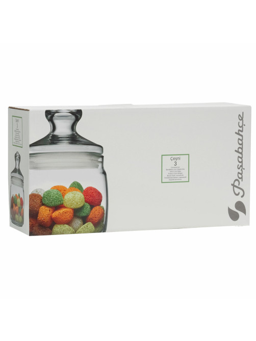 Банка для сыпучих продуктов, с крышкой, КОМПЛЕКТ 3 штуки, 500 мл, стекло, PASABAHCE 