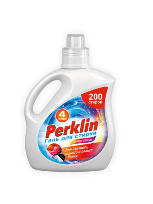 Гель для стирки для всех типов тканей, 200 стирок, 4 л, PERKLIN (ПЕРКЛИН) SUPER COLOR, 609779