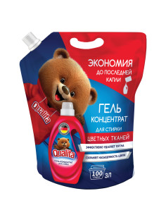 Гель для стирки цветного белья 3 л, QUALITA, концентрат, дой-пак, 14478