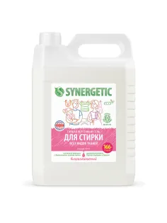 Гель для стирки для всех видов тканей 5 л SYNERGETIC, гипоаллергенный, 109500