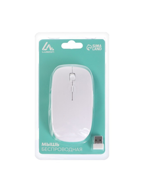 Мышь Luazon MB-1.0, беспроводная, оптическая, 1600 dpi, USB, белая