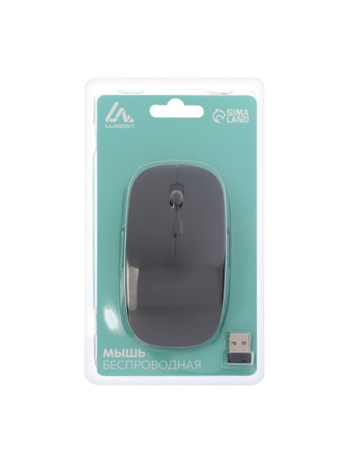 Мышь Luazon MB-1.0, беспроводная, оптическая, 1600 dpi, USB, чёрная