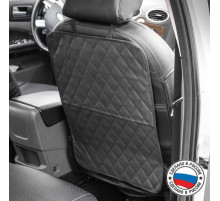 Накидка-незапинайка на спинку сиденья Cartage, экокожа, ромб, черный, 60×40 см, черный