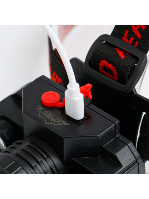 Фонарь налобный аккумуляторный «Мастер К», 3 режима, от USB, 5×8 см