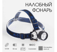 Фонарь налобный «Мастер К», 5×7 см, от батареек 3×ААА