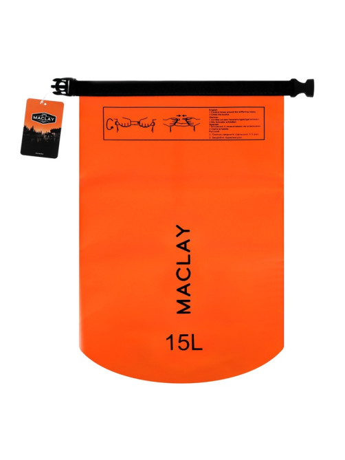Гермомешок туристический maclay, 15 л, 500D, с лямкой, МИКС