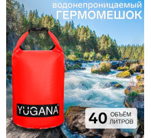 Гермомешок YUGANA, ПВХ, водонепроницаемый 40 л, два ремня, красный