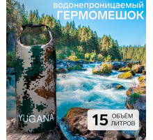 Гермомешок YUGANA, ПВХ, водонепроницаемый 15 л, один ремень, камуфляж