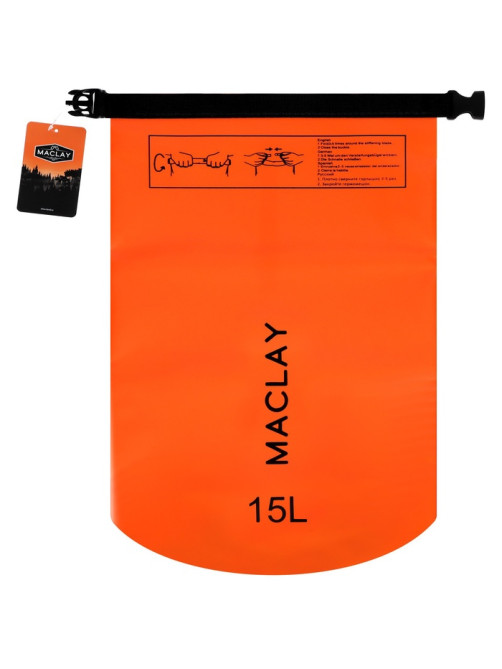 Гермомешок туристический maclay, 15 л, 500D, с лямкой, МИКС