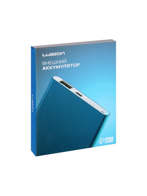 Внешний аккумулятор Luazon PB-19, 4000 мАч, USB, 1 А, индикатор, металл, синий