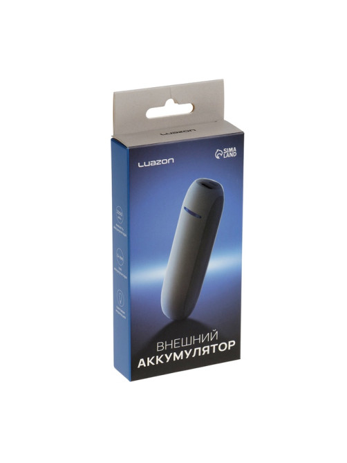 Внешний аккумулятор Luazon PB-07, 2200 мАч, USB, 1 А, провод в комплекте, бело-чёрный