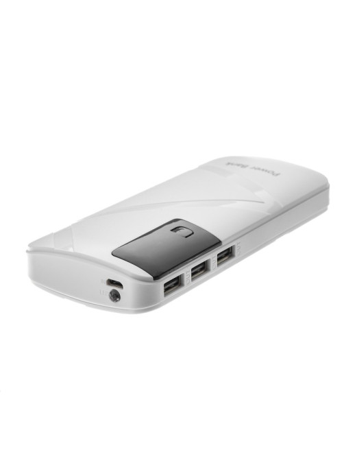Внешний аккумулятор Luazon PB-05, 6000 мАч, 3хUSB, 2 А, дисплей, фонарик, белый