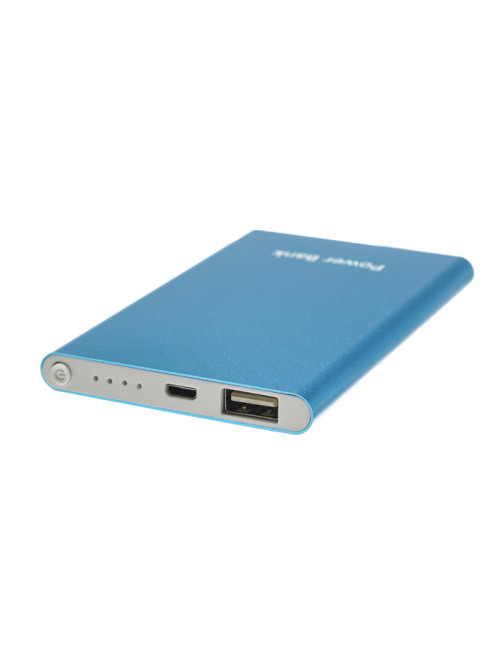 Внешний аккумулятор Luazon PB-19, 4000 мАч, USB, 1 А, индикатор, металл, синий