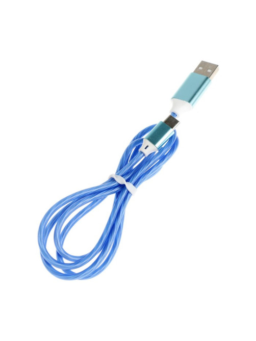 Кабель MYBIT, Type-C - USB, динамическая LED подсветка, 2 А, 1 м, только зарядка