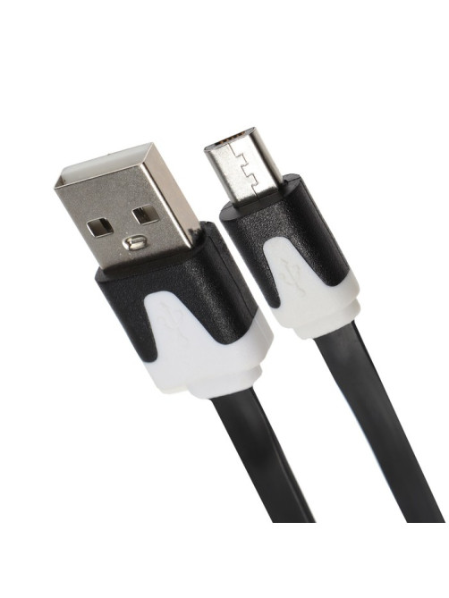 Кабель Luazon, microUSB - USB, 1 А, 1 м, плоский, чёрный