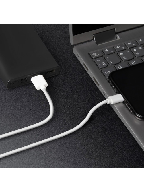 Кабель Windigo, Lightning - USB, 2 А, зарядка + передача данных, TPE оплетка, 1 м, белый