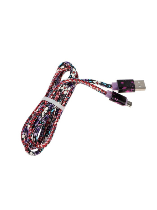 Кабель Luazon, microUSB - USB, 2.4 A, 1 м, оплётка экокожа, разноцветный