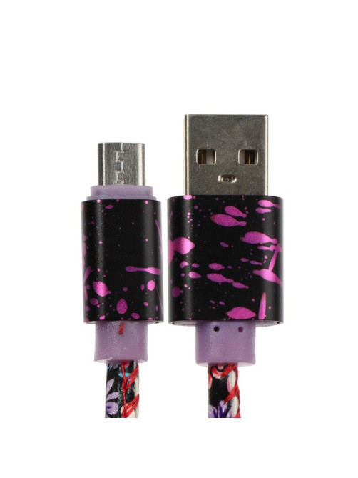 Кабель Luazon, microUSB - USB, 2.4 A, 1 м, оплётка экокожа, разноцветный