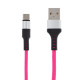 Кабель Luazon, Type-C - USB, 2 A, 1 м, оплётка нейлон, разноцветный