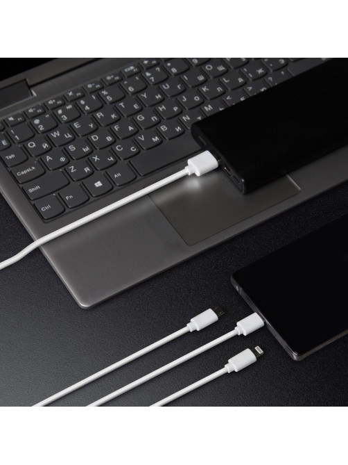 Кабель Windigo, 3 в 1, microUSB/Lightning/Type-C - USB, 2 А, PVC оплетка, 1 м, белый